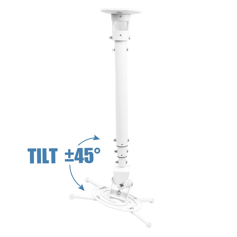 DYNAVISTA Full Motion Universal Ceiling Projector Mount Bracket with Adjustable Height and Extendable Arms Rotating Swivel Mount for Home and Office Projector (White) - Image 3